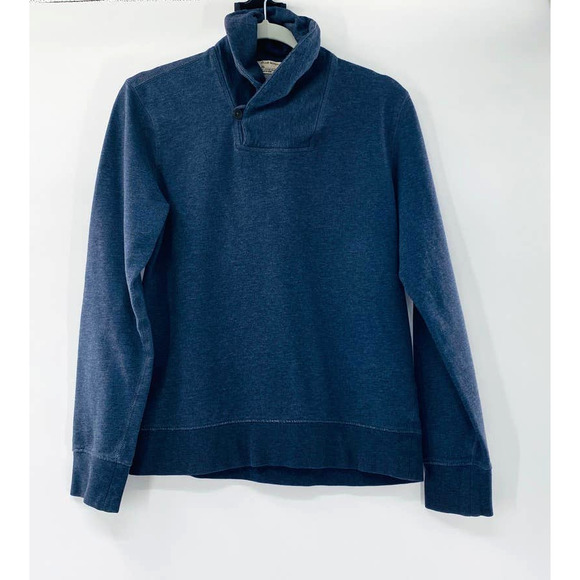 Club Monaco Cotton Shawl Collar Pullover Sweatshirt Sweater Heathered Navy XS - Picture 2 of 9